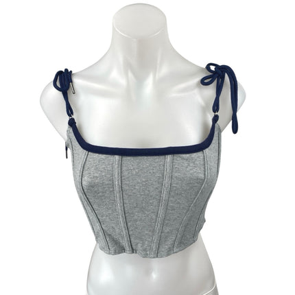 Salty Gray Sleeveless Cami Camisole Tie Strap Corset Bandeau Crop Tank Top Sz M