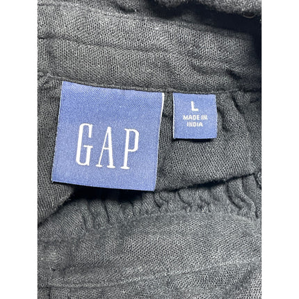 GAP Black Collared Flutter Sleeve Button Tiered Mini A-Line Shirt Dress Size L