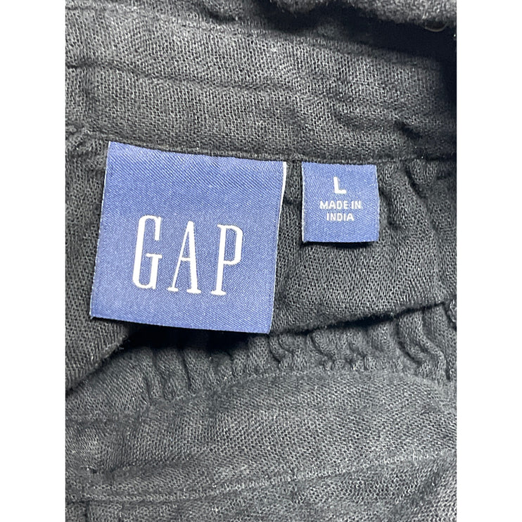 GAP Black Collared Flutter Sleeve Button Tiered Mini A-Line Shirt Dress Size L