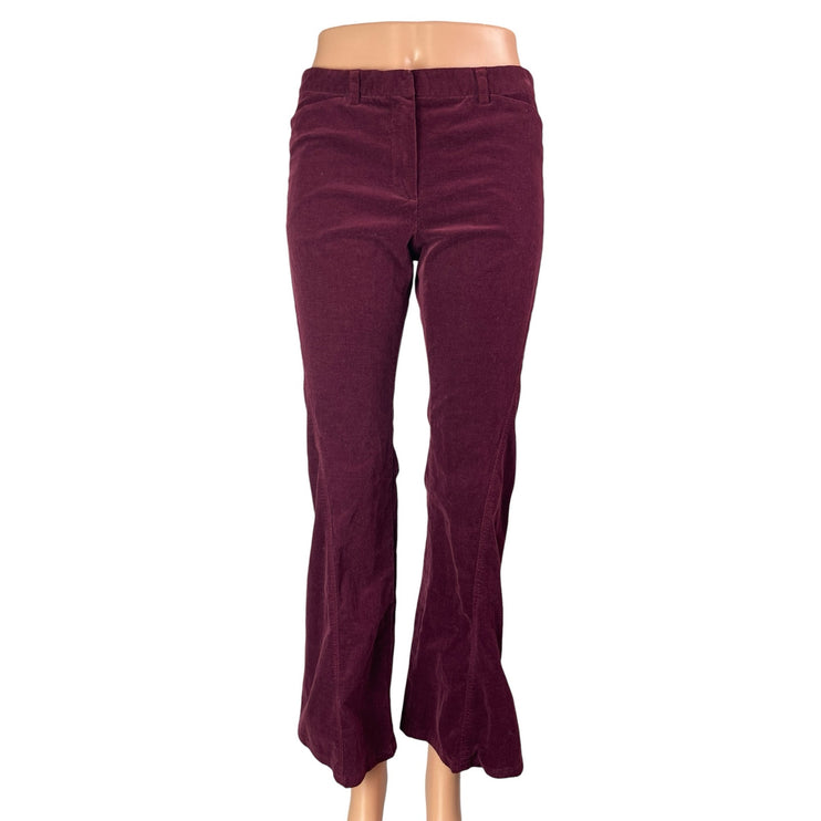Theory Women's Red Corduroy Low Rise Flared Bootcut Leg Trousers Pants Size 4