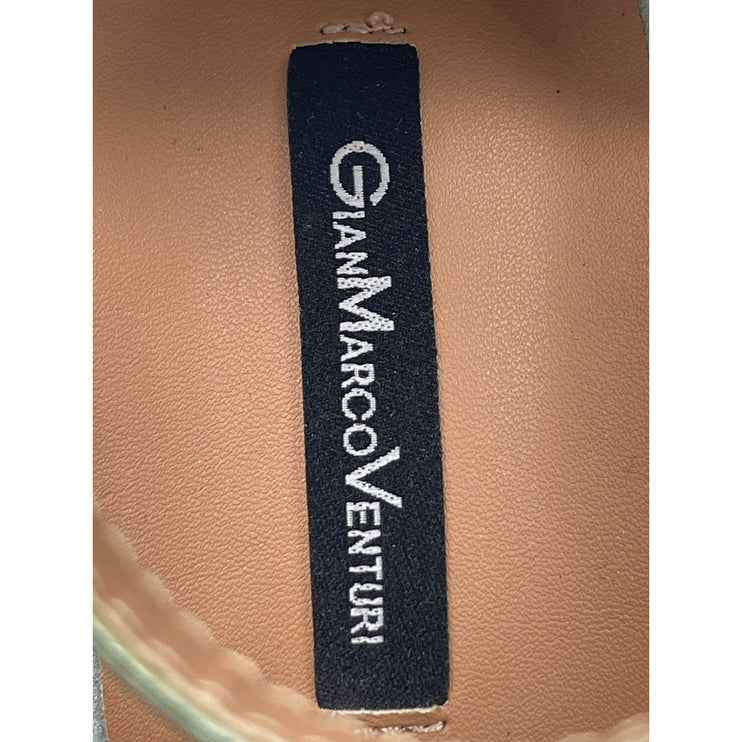 Gian Marco Venturi Women Green Square Toe Ankle Strap Block Heels Sandal Sz 8.5