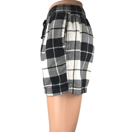 Urban Outfitters Black White Plaid Tartan High Waisted Drawstring Mini Shorts S