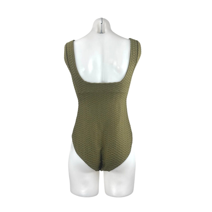 Paula Beachwear Swordfish Solid Green Sleeveless One Piece Swimsuit Swimwear L