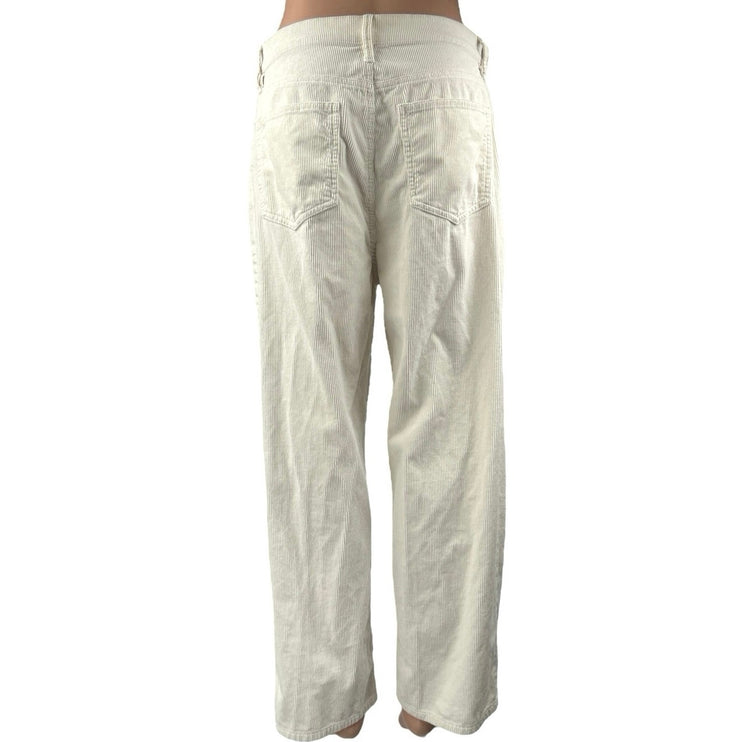 Ann Taylor Easy Straight White Corduroy High Waist Wide Leg Trousers Pants Sz 10