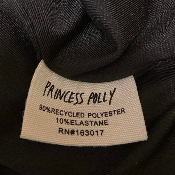 Princess Polly Black Ribbed Sleeveless Cutout Mock Neck Tank Bodysuit Top Size 2