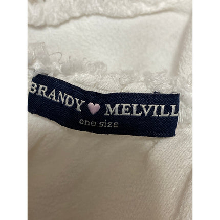 Brandy Melville Women's White Sleeveless V Neck Cami Tie Peplum Crop Top Size OS