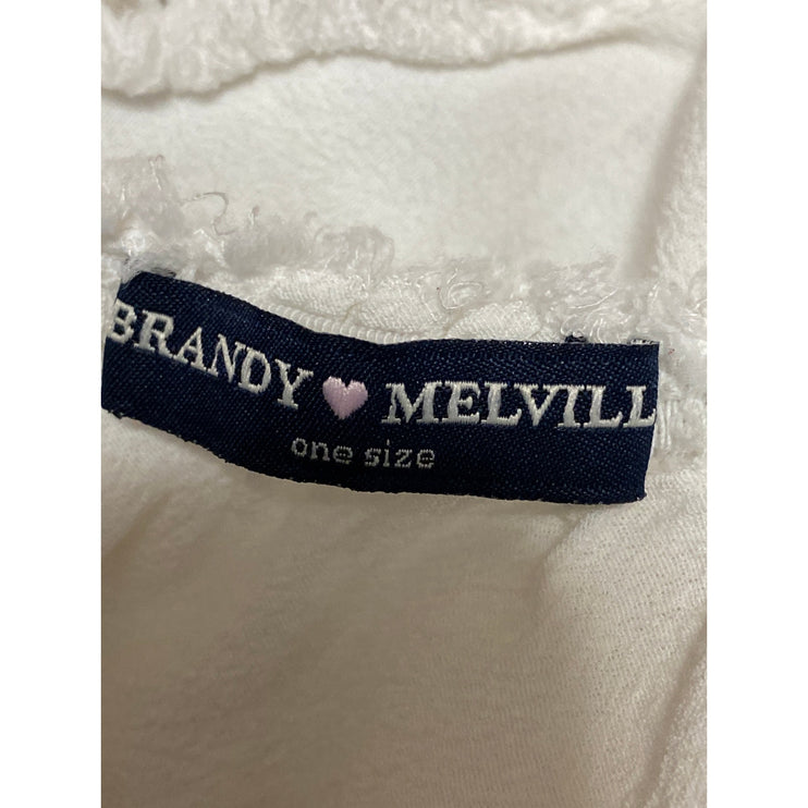 Brandy Melville Women's White Sleeveless V Neck Cami Tie Peplum Crop Top Size OS