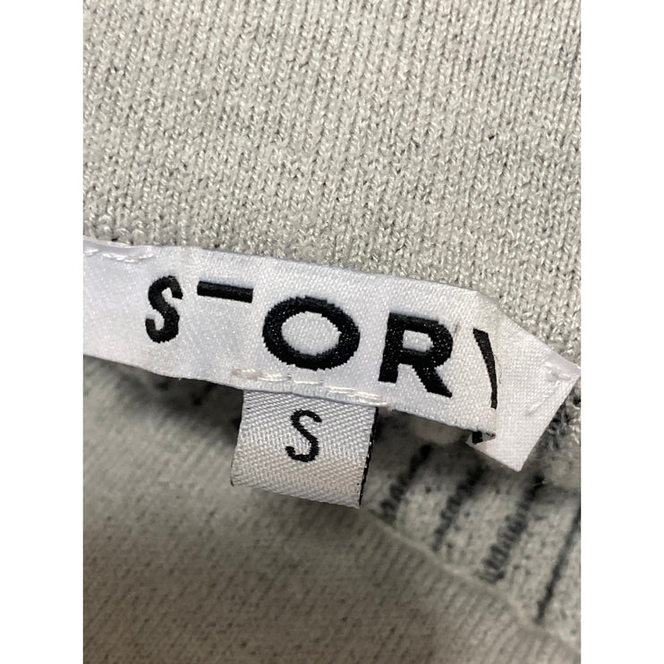 Story Women's Gray Ribbed Knit Button Down High Waisted Midi Pencil Skirt Size S