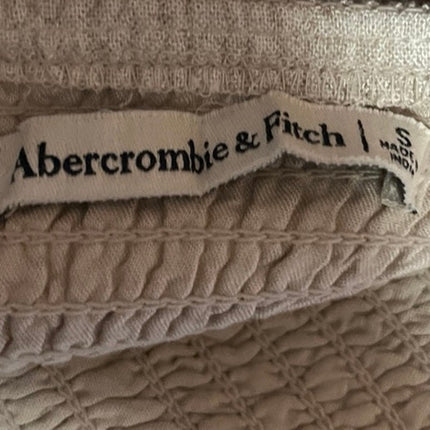 Abercrombie & Fitch Beige Square Neck Balloon Sleeve Smocked Mini Shift Dress S