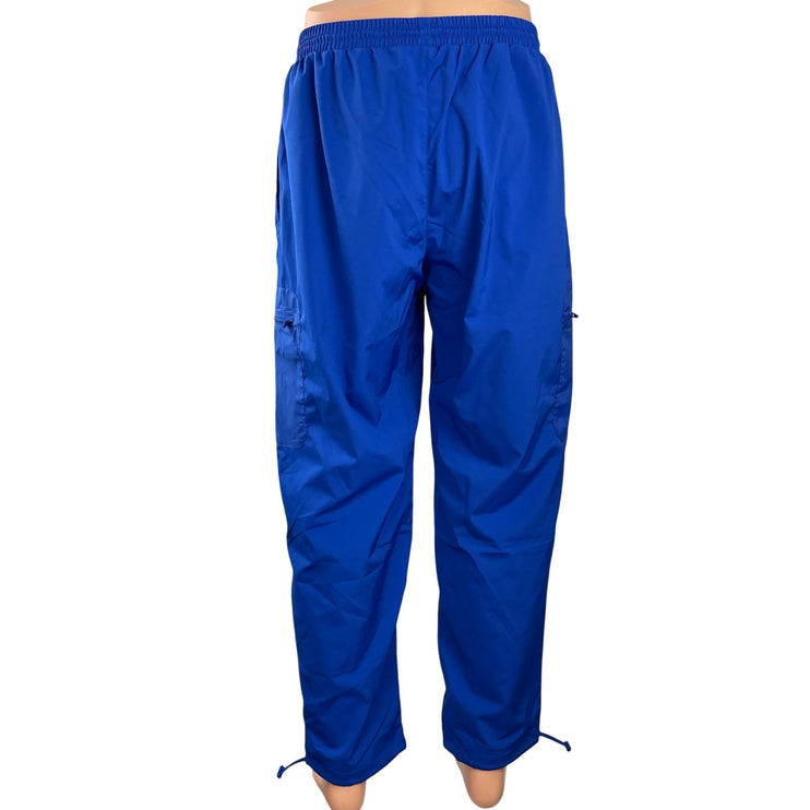 Adidas Men's Blue Mid Rise Embroidered Logo Cargo Athletic Track Pants Size M