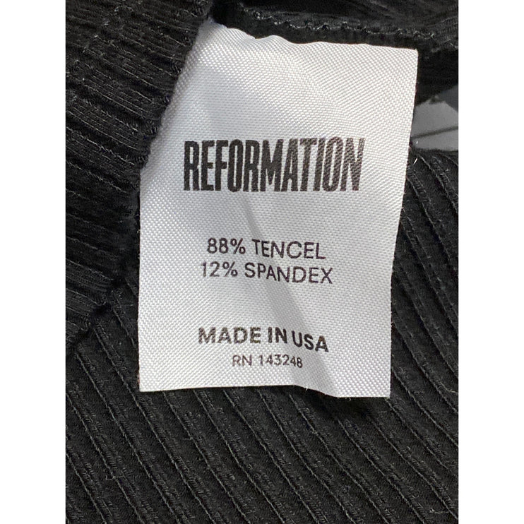 Reformation Stewart Womens Black Ribbed Knit One Shoulder Sculpt Crop Top Size S