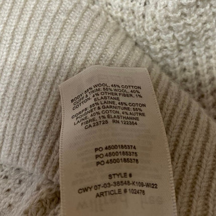 Aritzia Wilfred Cream Wool Waffle Knit Mock Neck Long Sleeve Sweater Top Size XS