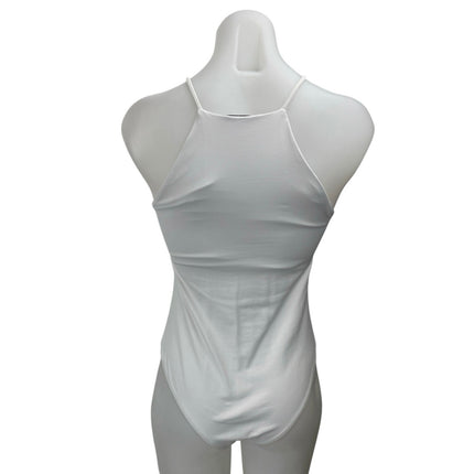 Zara Women's White Sleeveless Cami Camisole Racerback Thong Bodysuit Tank Top S