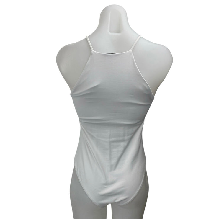 Zara Women's White Sleeveless Cami Camisole Racerback Thong Bodysuit Tank Top S