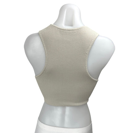 Aritzia Babaton Tan Rib Knit Sleeveless Racerback Cami Camisole Crop Tank Top S