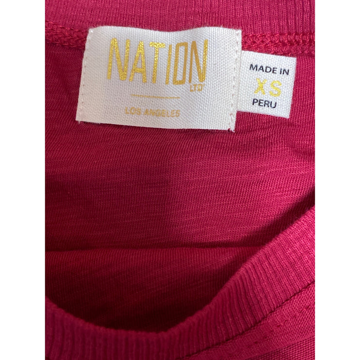 Nation LTD Dark Pink Long Tiered Puff Sleeve Square Neck Blouse Top Size XS