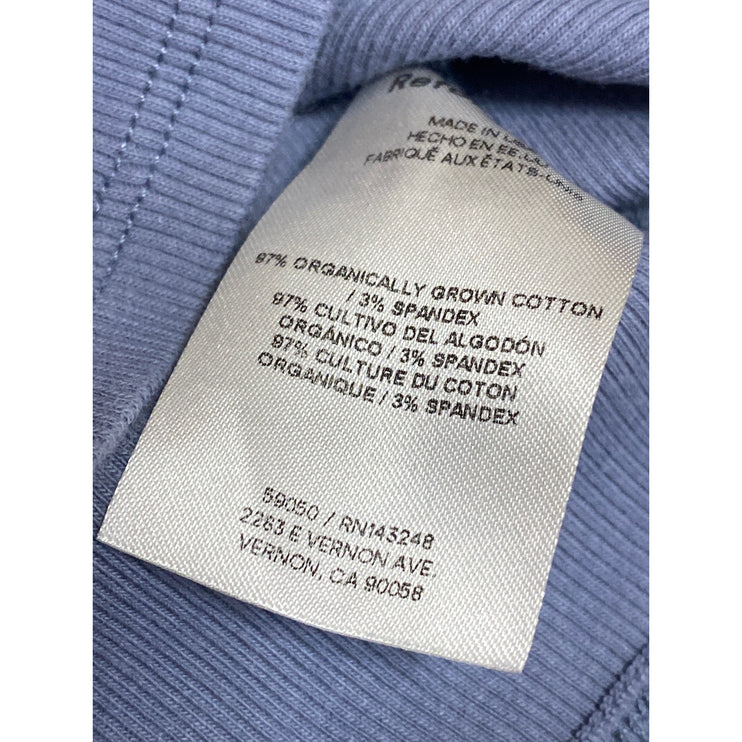 Reformation Purple Blue Ribbed Knit Short Sleeve Crew Neck Crop Baby Tee Top M