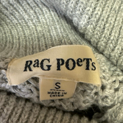 Rag Poets Gray Ribbed Knit Foldover Turtleneck Dolman Pullover Sweater Top Sz S