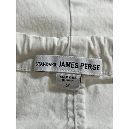 James Perse Men's White High Waist Drawstring Summer Beach Swim Bermuda Shorts 2