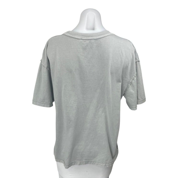 Zara Women's Gray Short Sleeve Crew Neck Basic Cotton T Shirt Tee Top Size L