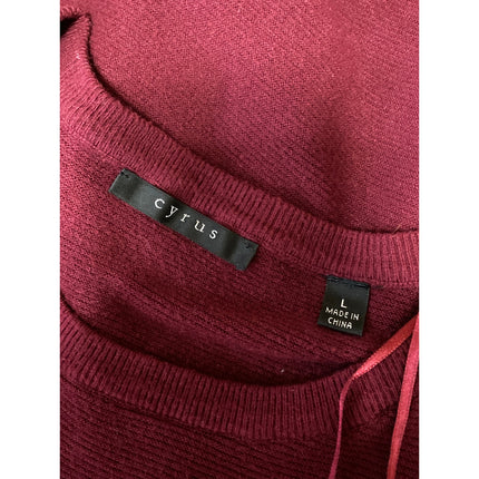 Cyrus Women's Red Long Sleeve Crew Neck Knit Tunic Sweatshirt Sweater Top Size L