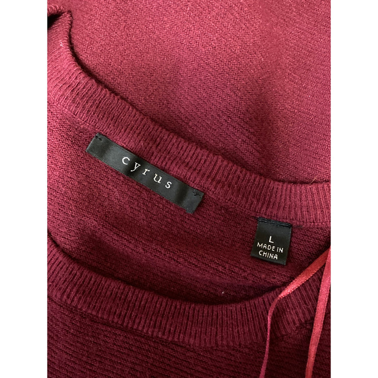 Cyrus Women's Red Long Sleeve Crew Neck Knit Tunic Sweatshirt Sweater Top Size L