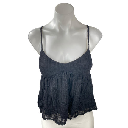 No Boundaries Women's Black V Neck Sleeveless Crop Cami Camisole Peplum Top XS