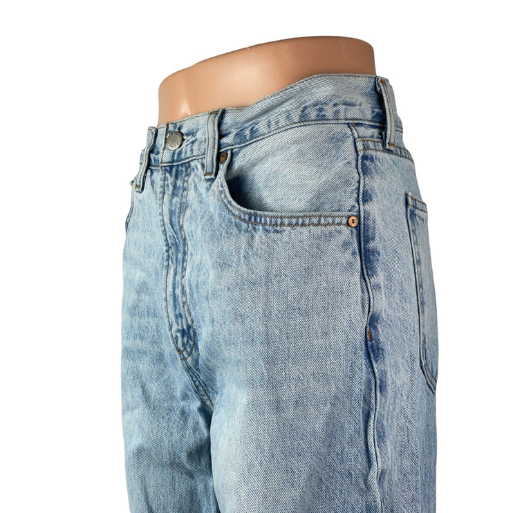 Denim Forum The Farrah High Rise Blue Baggy Straight Wide Leg Jeans Pants Sz 27