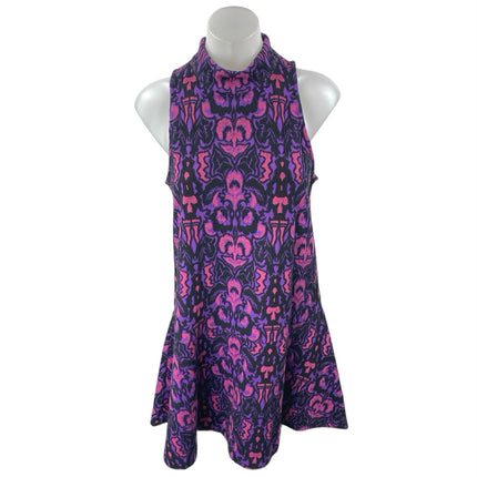 Free People Amelia Purple Wool Aztec Knit Sleeveless Mock Neck Mini Tank Dress S