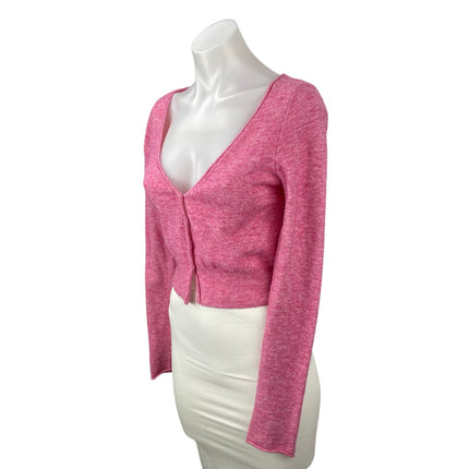 Aritzia Wilfred Pink Wool Cashmere Long Sleeve Button Up Crop Cardigan Sweater S
