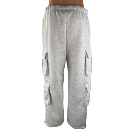 Better Together Women's Light Gray High Rise Wide Leg Cargo Sweat Pants Size M