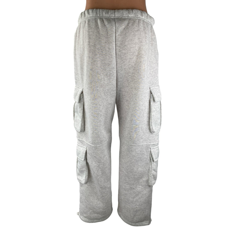 Better Together Women's Light Gray High Rise Wide Leg Cargo Sweat Pants Size M