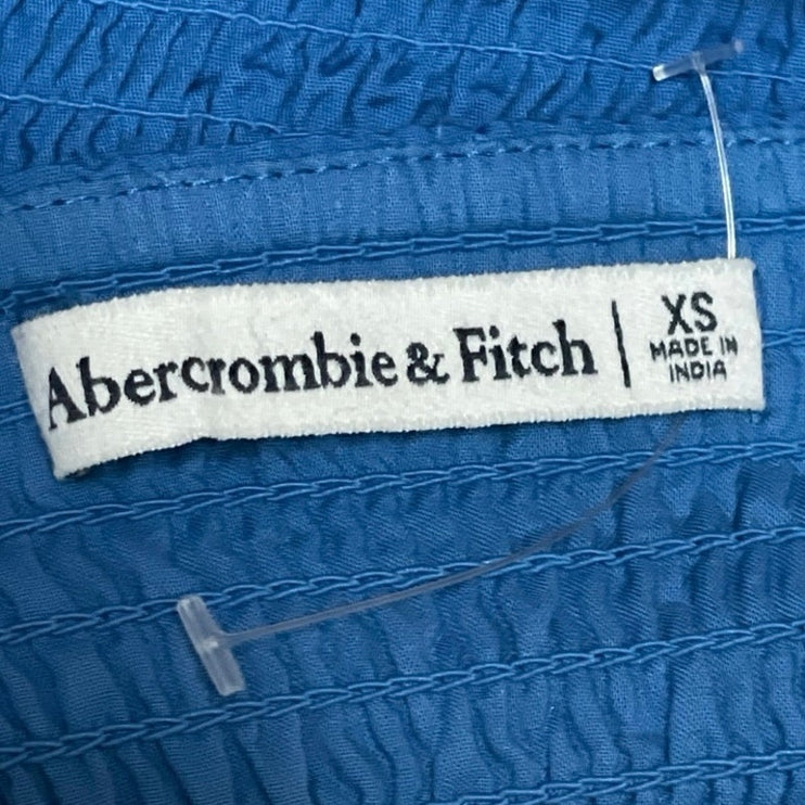 Abercrombie & Fitch Womens Blue V-neck Sleeveless Smocked Crop Blouse Top Sz XS