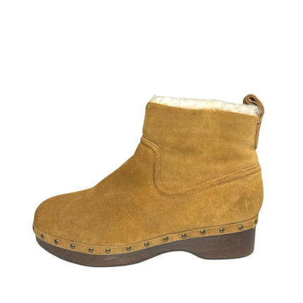 Madewell The Marceline Women's Brown Suede Faux Shearling Clog Ankle Boots Sz 9
