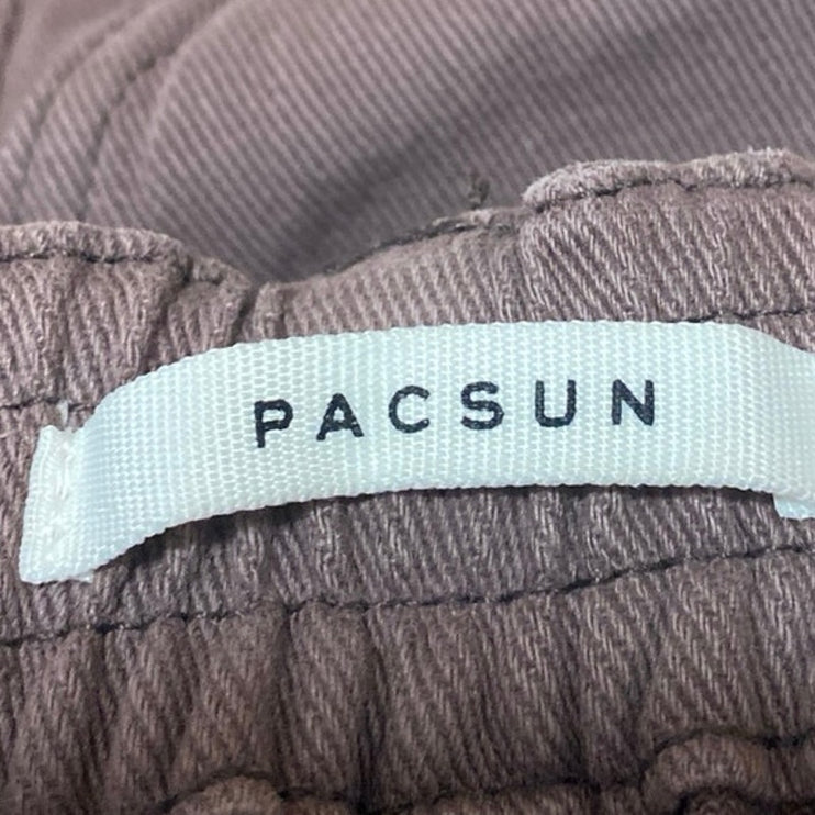 Pacsun Women's Brown Straight Wide Leg Elastic Waist Cargo Trousers Pants Size L