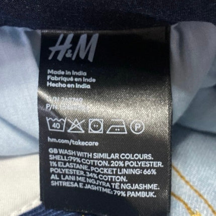 NEW H&M Men's Blue Dark Wash Cuffed Regular Bermuda Denim Jean Shorts Size 34