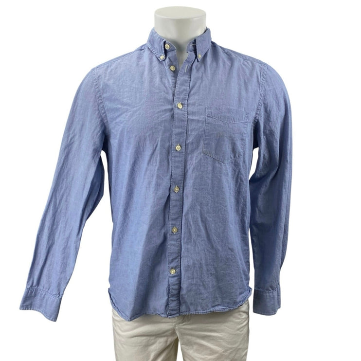 LOGG Label of Graded Goods Men's Blue Long Sleeve Button Up Shirt Top Size M