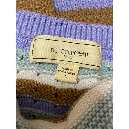 No Comment Multicolor Striped Knit Halter Backless V Neck Mini Bodycon Dress S