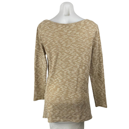 Entro Women's Beige Patterned Fringe Tassels Long Sleeve Bohemian Sweater Top S