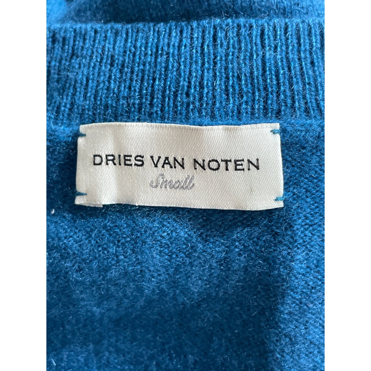 Dries Van Noten Women Blue 100% Cashmere Crewneck Long Sleeve Sweater Top Size S