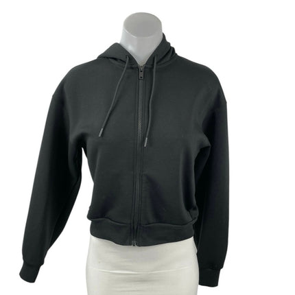 Uniqlo Black Yoga Gym Athletic Activewear Crop Hoodie Sweater Sweatshirt Top XS