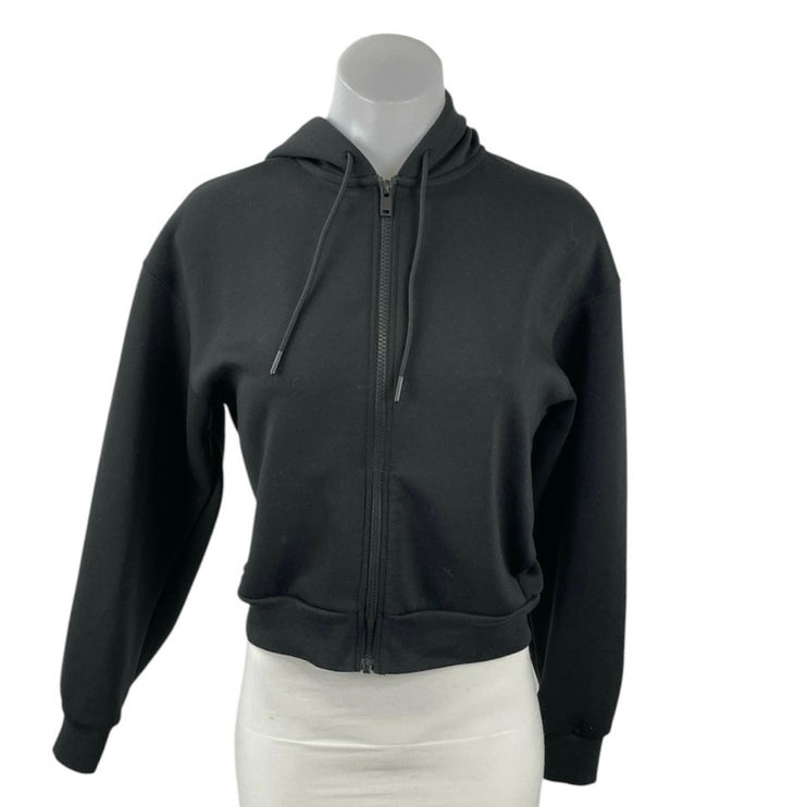 Uniqlo Black Yoga Gym Athletic Activewear Crop Hoodie Sweater Sweatshirt Top XS