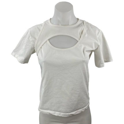 Dion Lee Women's White Cut Out Yoga Sports Athletic Activewear T-Shirt Top Sz XS