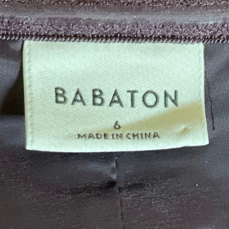 Aritzia Babaton Purple Strapless Tube Bandeau Button Up Peplum Blouse Top Size M