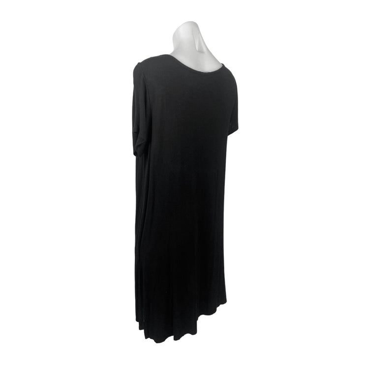 Emma's Closet Black Crewneck Puff Sleeve Casual Bamboo Jersey T-Shirt Dress Sz M