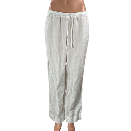 Vineyard Vines 100% Linen Womens White High Waisted Drawstring Relaxed Trouser M