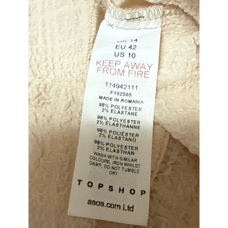 Topshop Women's Cream Collared Short Sleeve Crop Button Down Shirt Blouse Top 10