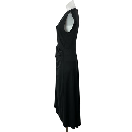 Banana Republic Black Short Cap Sleeve Twist Front A Line Midi Dress Size S