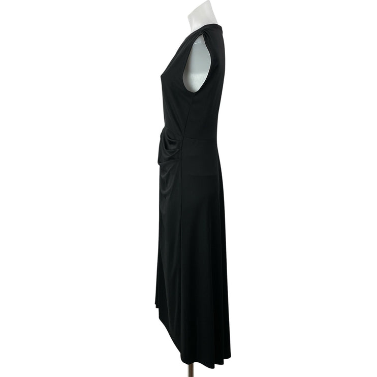 Banana Republic Black Short Cap Sleeve Twist Front A Line Midi Dress Size S