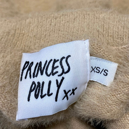 Princess Polly Womens Brown Fuzzy Faux Fur Mock Neck Long Sleeve Sweater Sz XS/S